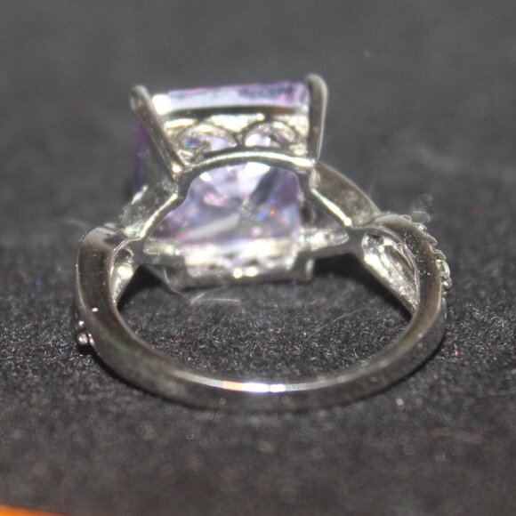 925 Lilac Amethyst w Genuine Diamonds Statement Cocktail Ring - Picture 4 of 7